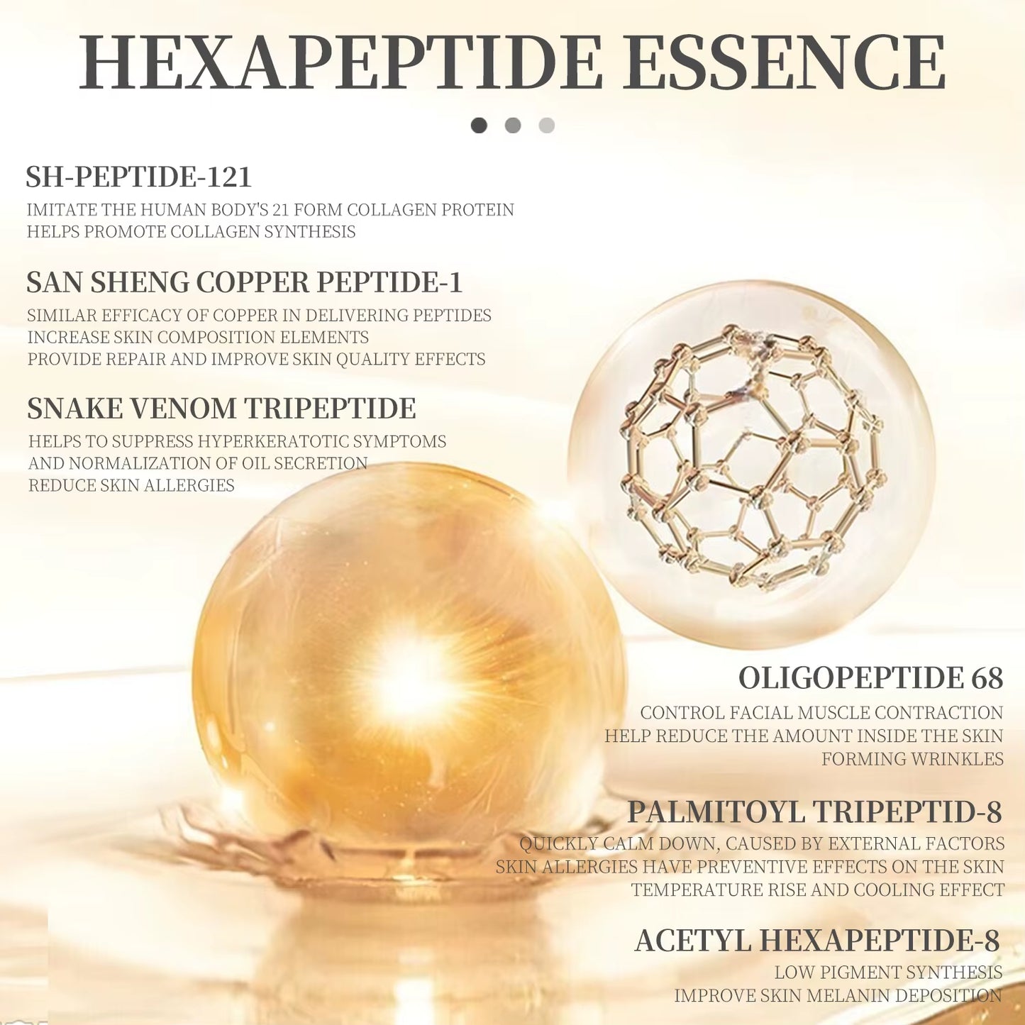 6 Peptide Essence Facial Refreshing Skin Care Set Contains Collagen to Improve Fine Lines, Brighten Skin, Moisturize and Nourish